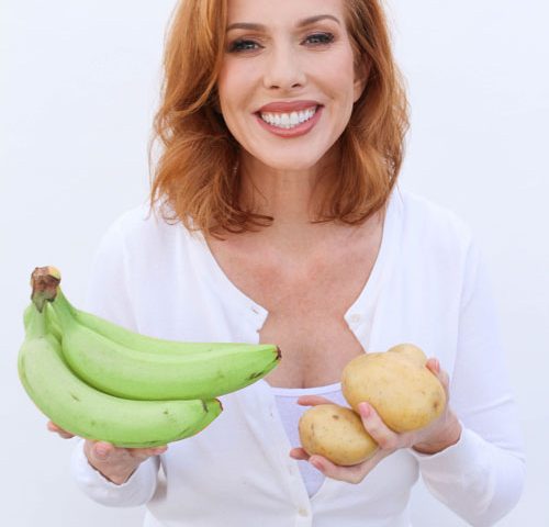 Kirin holding two examples of resistant starch foods.